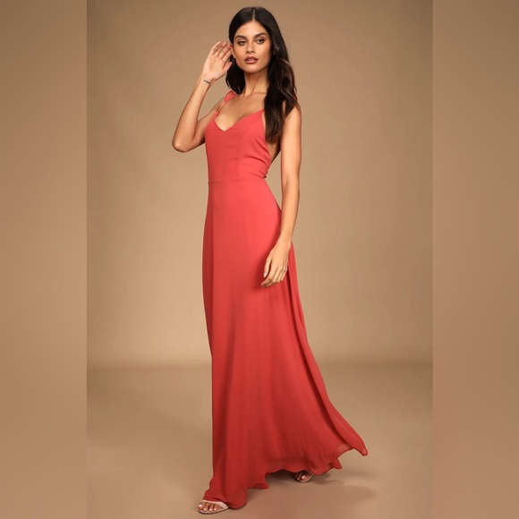 NWT Lulus Meteoric Rise Sleeveless Rusty Rose Maxi Dress - Picture 1 of 12